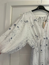 Beautiful White Patterned 100% Cotton Dress 8-16