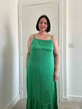 Silky Tiered Strappy Maxi Dress. Sz 12-18
