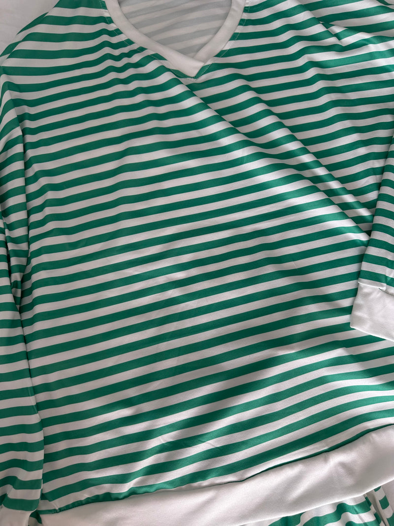 Green Stripe Sweater and Shorts Co-ord