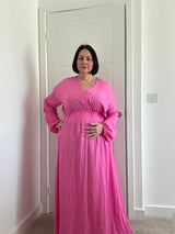 Faux Wrap Maxi Dress - PinkSz 12-18