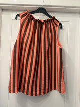 Stripe Ruffle Neck Sleeveless Top Sz 10-16
