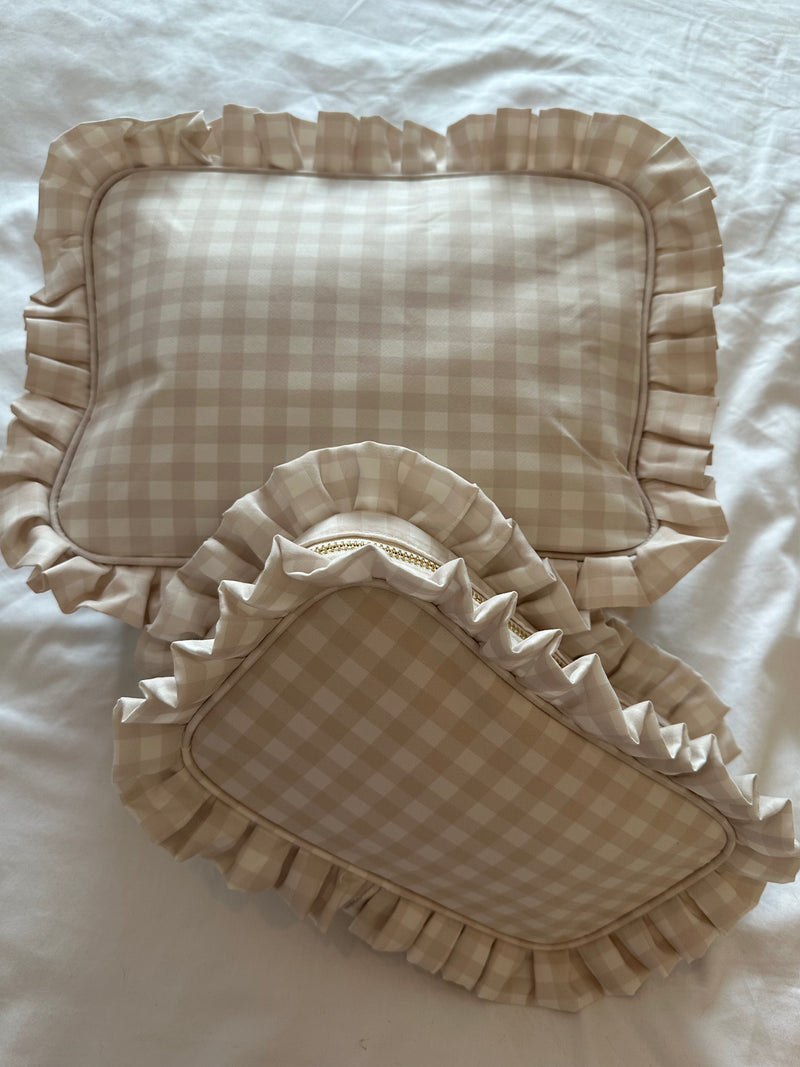 Gingham Ruffle pouch - various colours