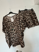 Leopard Print Shorts Co-ord Set.  One size 10-18. Necklace included