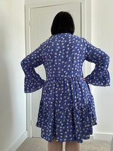 Dotty Flower Mini Dress - blue