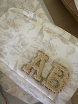Beautiful neutral nude toile print pouch
