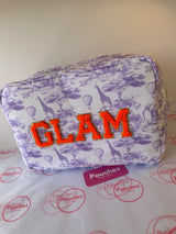 Beautiful purple toile print pouch