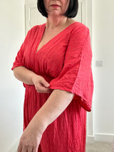Deep V Coral Jumpsuit Sz 16-18