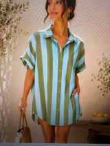 Gorgeous Stripe Shirt Dress 100% Cotton