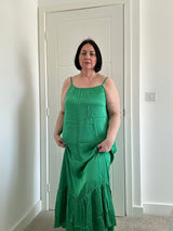 Silky Tiered Strappy Maxi Dress. Sz 12-18