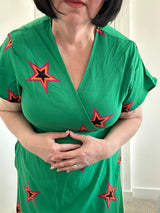 Green Star Wrap Dress