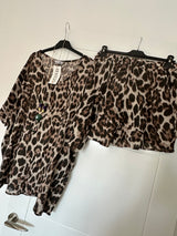 Leopard Print Shorts Co-ord Set.  One size 10-18. Necklace included