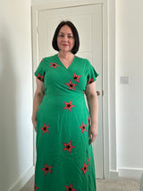 Green Star Wrap Dress