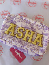 Beautiful purple toile print pouch