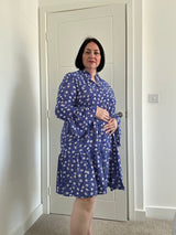 Dotty Flower Mini Dress - blue