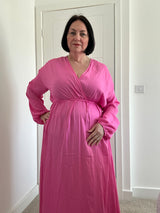 Faux Wrap Maxi Dress - PinkSz 12-18