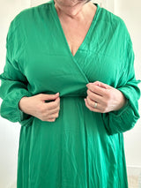 Faux Wrap Maxi Dress - Green Sz 12-18