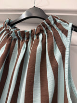 Stripe Ruffle Neck Sleeveless Top Sz 10-16