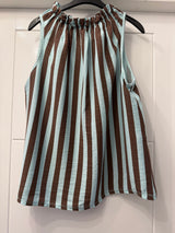 Stripe Ruffle Neck Sleeveless Top Sz 10-16