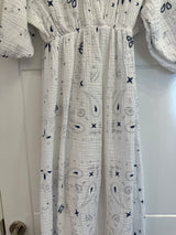 Beautiful White Patterned 100% Cotton Dress 8-16