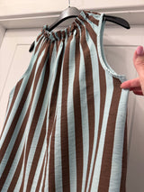Stripe Ruffle Neck Sleeveless Top Sz 10-16