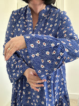 Dotty Flower Mini Dress - blue