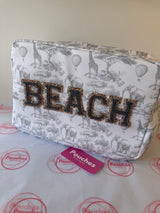Beautiful grey toile print pouch