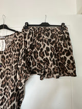 Leopard Print Shorts Co-ord Set.  One size 10-18. Necklace included