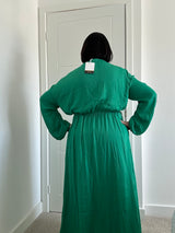 Faux Wrap Maxi Dress - Green Sz 12-18