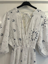 Beautiful White Patterned 100% Cotton Dress 8-16
