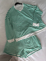 Green Stripe Sweater and Shorts Co-ord