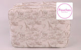 Beautiful neutral nude toile print pouch