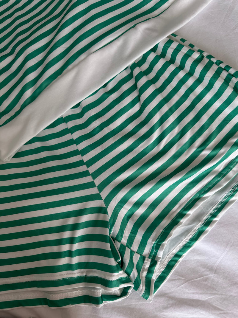 Green Stripe Sweater and Shorts Co-ord