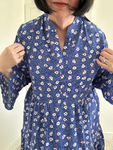 Dotty Flower Mini Dress - blue