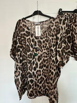 Leopard Print Shorts Co-ord Set.  One size 10-18. Necklace included