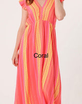 Aztec Print Frill Sleeve Cotton Dress