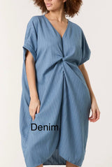 Twisted Front Crinkle Knot Dress