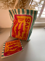 Tote Bag with Matching Cosmetic Pouch - Orange & Green