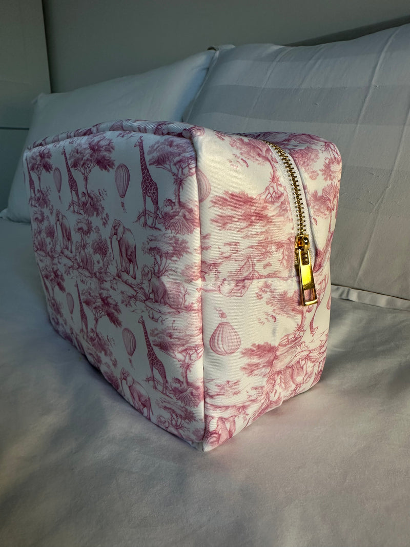 Pink Toile Chinoiserie Medium Nylon Pouch
