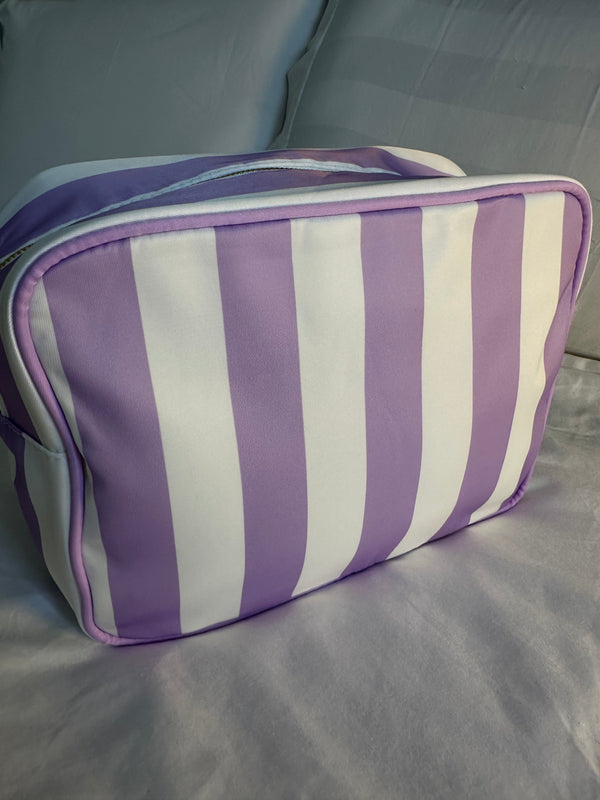 XL Stripe Nylon Pouch - Various Colours **Free personalisation**