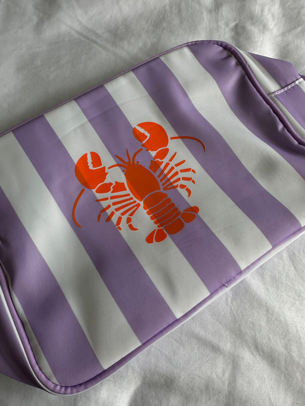 XL Lilac Stripe Pouch with Orange LOBSTER