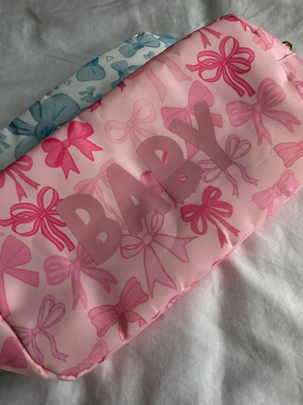 Large Pink Bow Pouch with Pink BABY