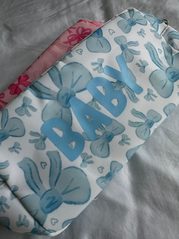 Large Blue Bow Pouch with Blue BABY