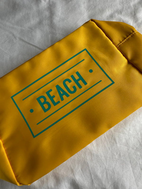 XL Yellow Pouch with Green BEACH