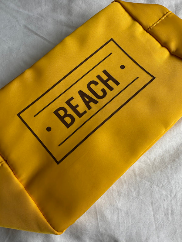 XL Yellow Pouch with Brown BEACH