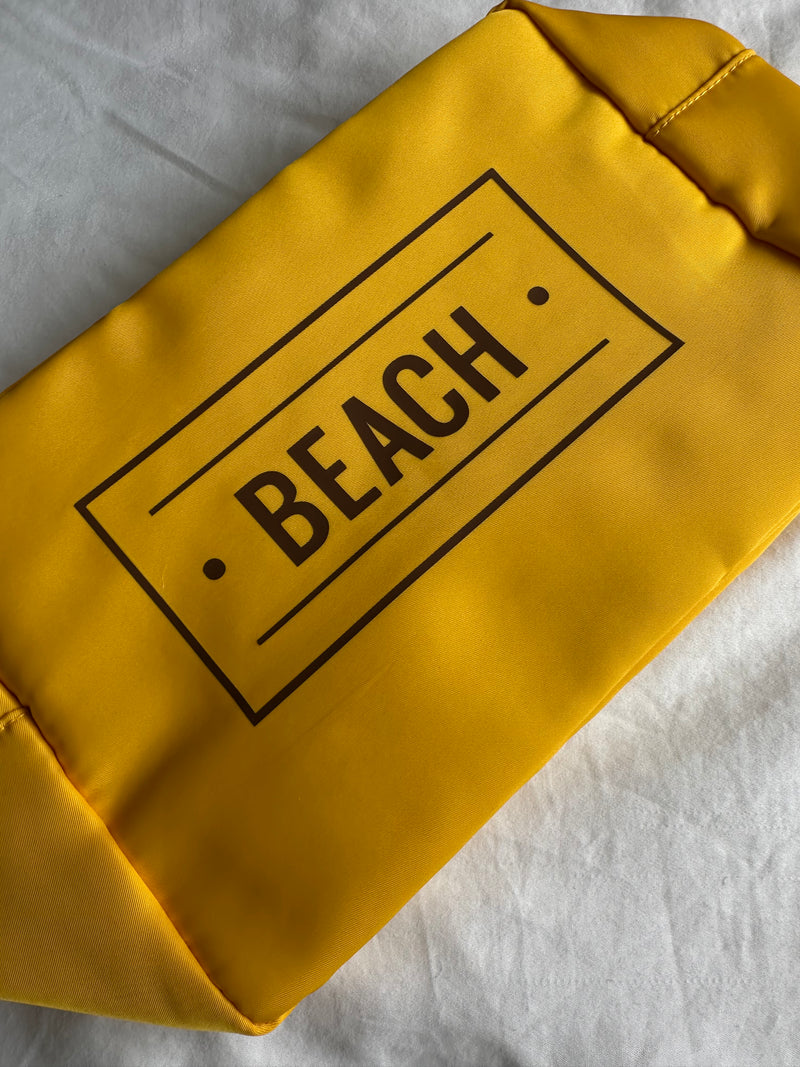 XL Yellow Pouch with Brown BEACH