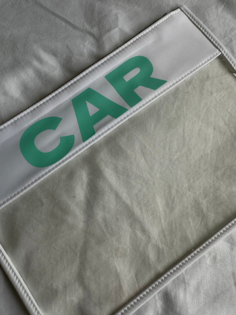Clear White Pouch with Mint Green CAR