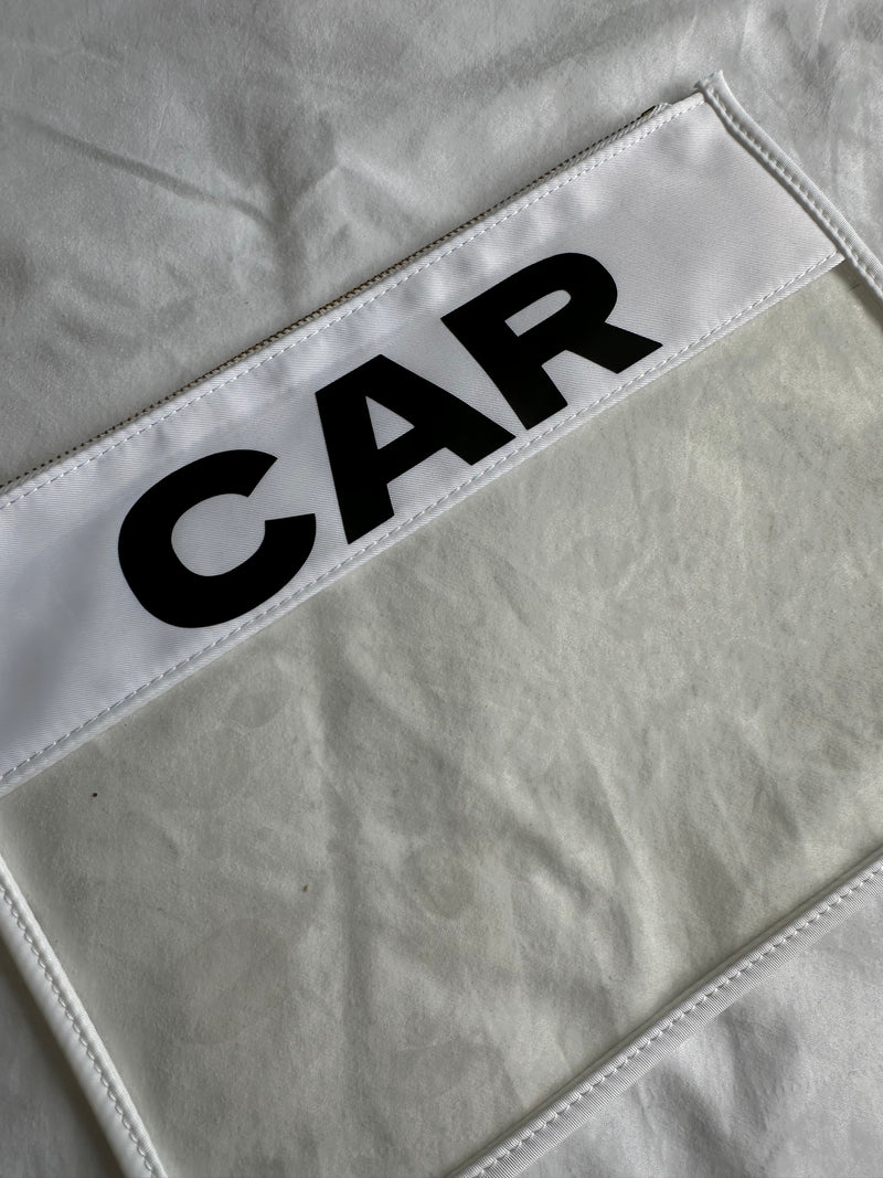 Clear White Pouch with black CAR