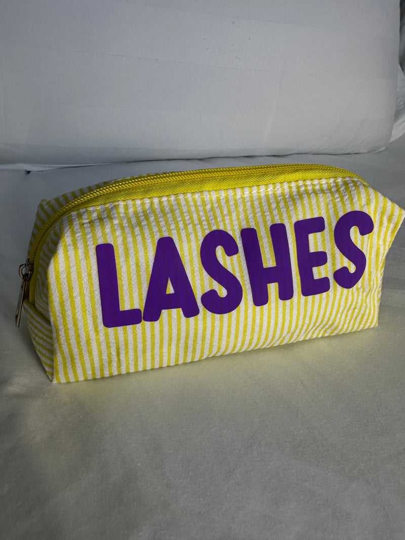 Yellow Pouch with Purple LASHES