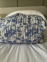 Blue Toile Quilted Holdall Tote Bag - Large