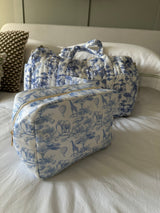 Blue Toile Quilted Holdall Tote Bag - Large